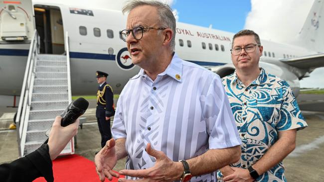 Albo arriving in Fiji. Picture: AFP