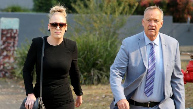 Former senior Corrections Officer Amy Connors arrives at Port Macquarie Court house to be sentencing over her relationship with Mid Coast Correctional Centre inmate and cop killer Sione Penisini. Picture: Nathan Edwards.