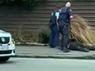 Christchurch police arresting the suspect. Picture: Twitter