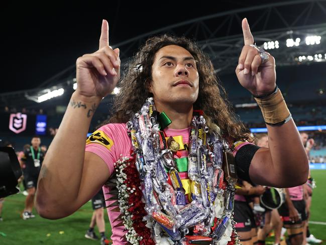 Jarome Luai of the Panthers celebrate after winning the 2024 NRL Grand Final. Picture: Getty Images