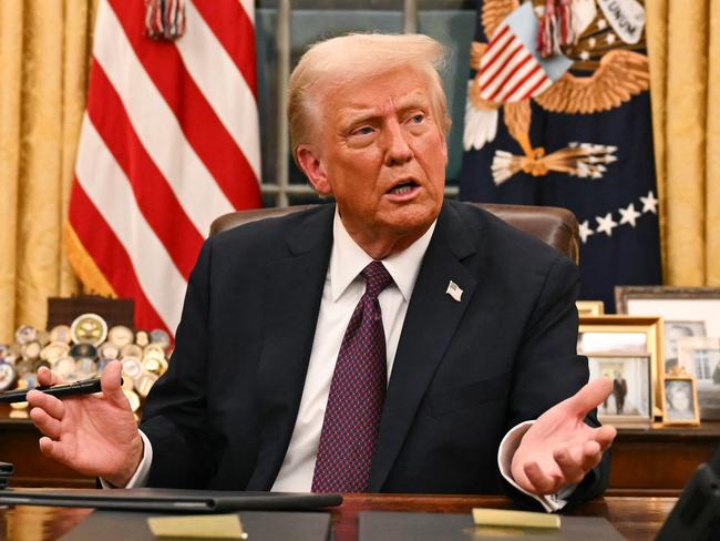 US President Donald Trump speaks to journalists about TikTok as he signs executive orders in the Oval Office of the White House in Washington, DC, on January 20, 2025. Picture: NewsWire / Jim WATSON / POOL / AFP