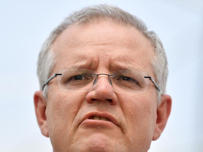 Prime Minster Scott Morrison speaks to the media during a visit to Aquasun Produce in Murray Bridge, South Australia, Saturday, October 13, 2018. (AAP Image/David Mariuz) NO ARCHIVING