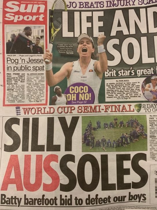 Back page of The Sun paper