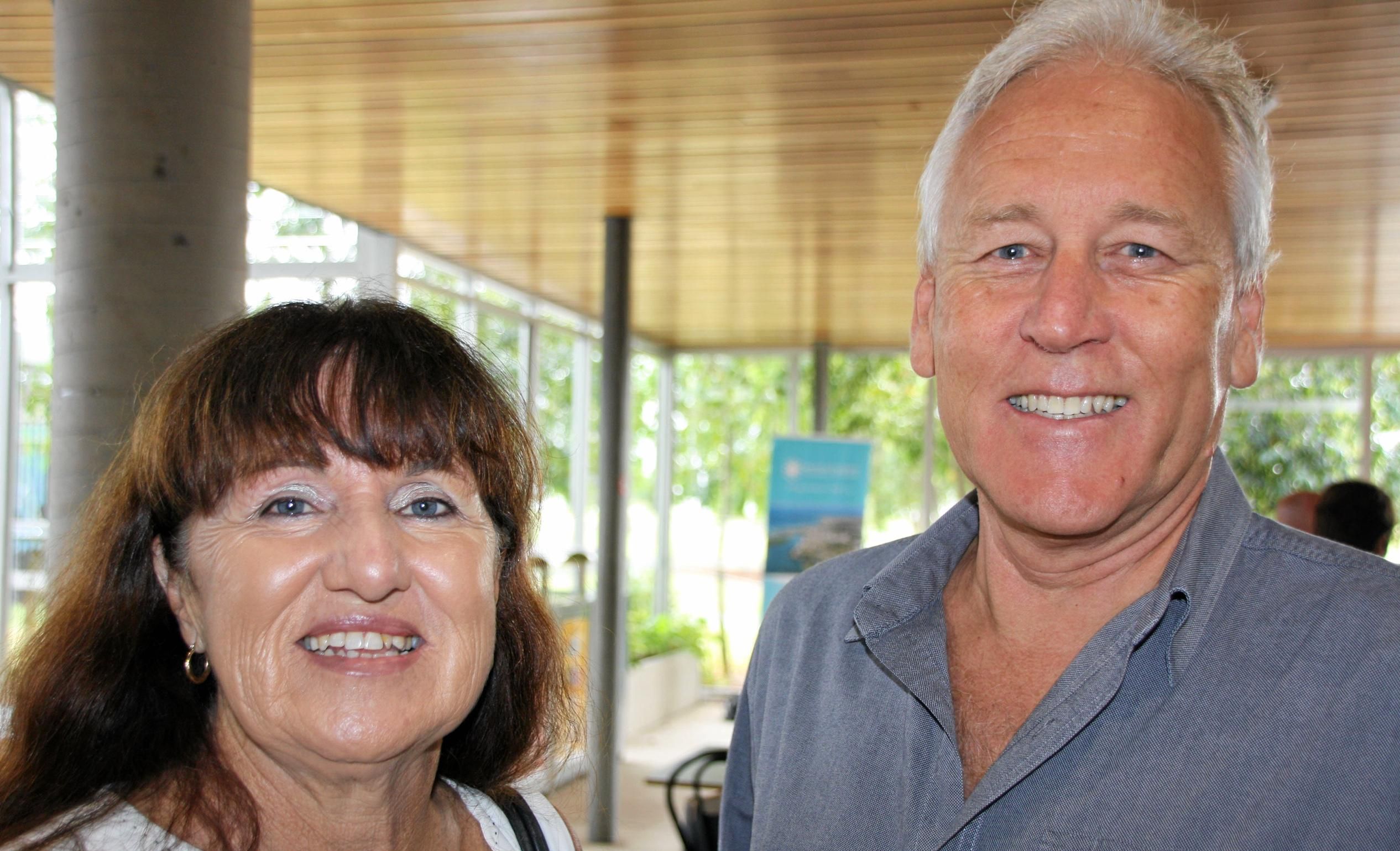 Jill Fisher of Solutions Learning and Pim Stort of Advice One Financial at the University of the Sunshine Coast Health and Sport Centre for the Maroochydore Chamber of Commerce coffee morning with Sunshine Coast Lightning. Picture: Erle Levey