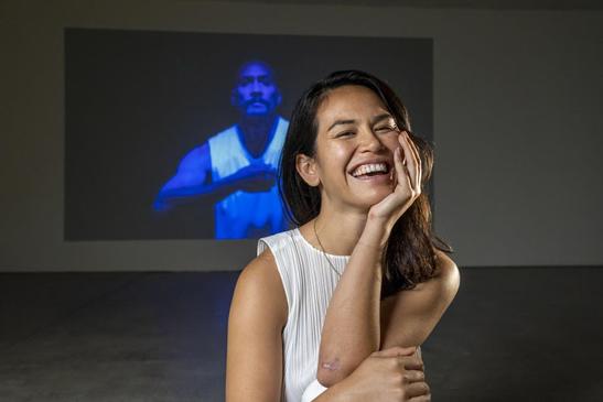 Indigenous artist and dancer Amrita Hepi at UNSW Galleries.