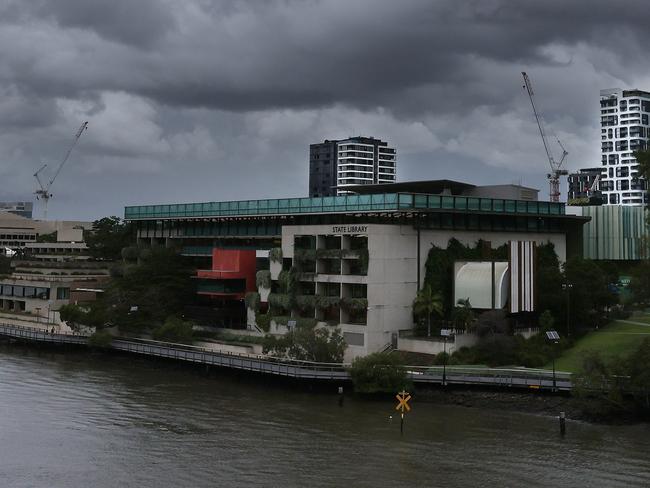 Storm clouds over Brisbane City. Picture: Liam Kidston