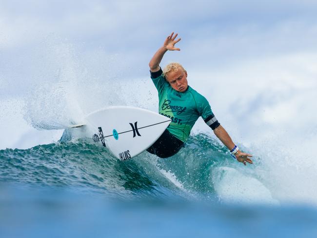 GOLD COAST, QUEENSLAND, AUSTRALIA - APRIL 27: Daniel Emslie of South Africa surfs in Heat 3 of the Round of 80 at the Bonsoy Gold Coast Pro on April 27, 2024 at Gold Coast, Queensland, Australia. (Photo by Cait Miers/World Surf League)