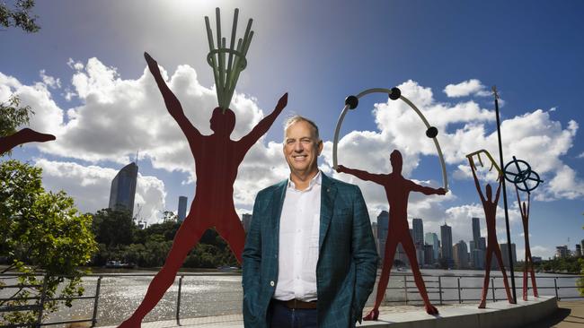 Olympic swimming great Mark Stockwell, in Brisbane on Friday, is launching an ‘outsider’ bid for the AOC leadership. Picture: Glenn Hunt