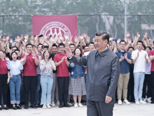 Chinese President Xi Jinping visits the Renmin University campus in Beijing. Source: Xinhua