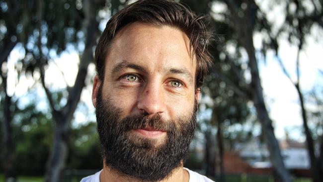 Jimmy Bartel was at the 'Support a Friend' campaign against domestic violence on Sunday - two days after the Cats beat the Crows in Round 8. Picture: Hamish Blair