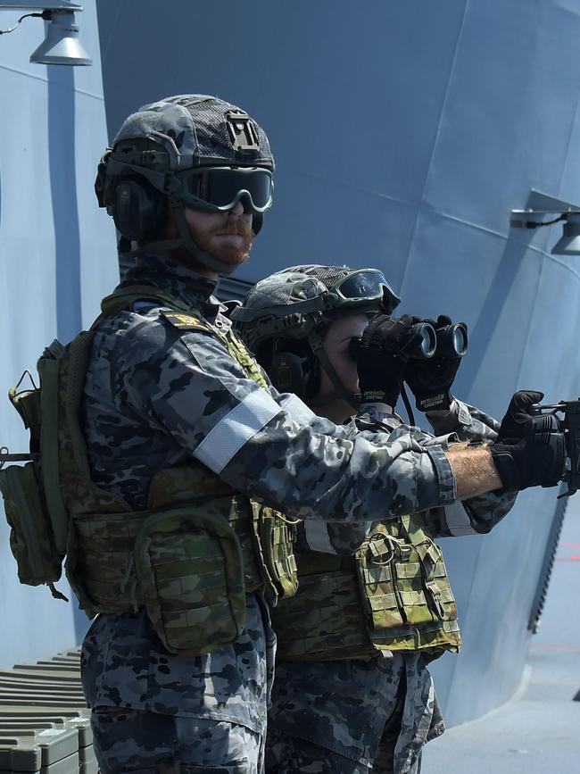 Operation Kakadu onboard the HMAS Perth. Picture: (A)manda Parkinson