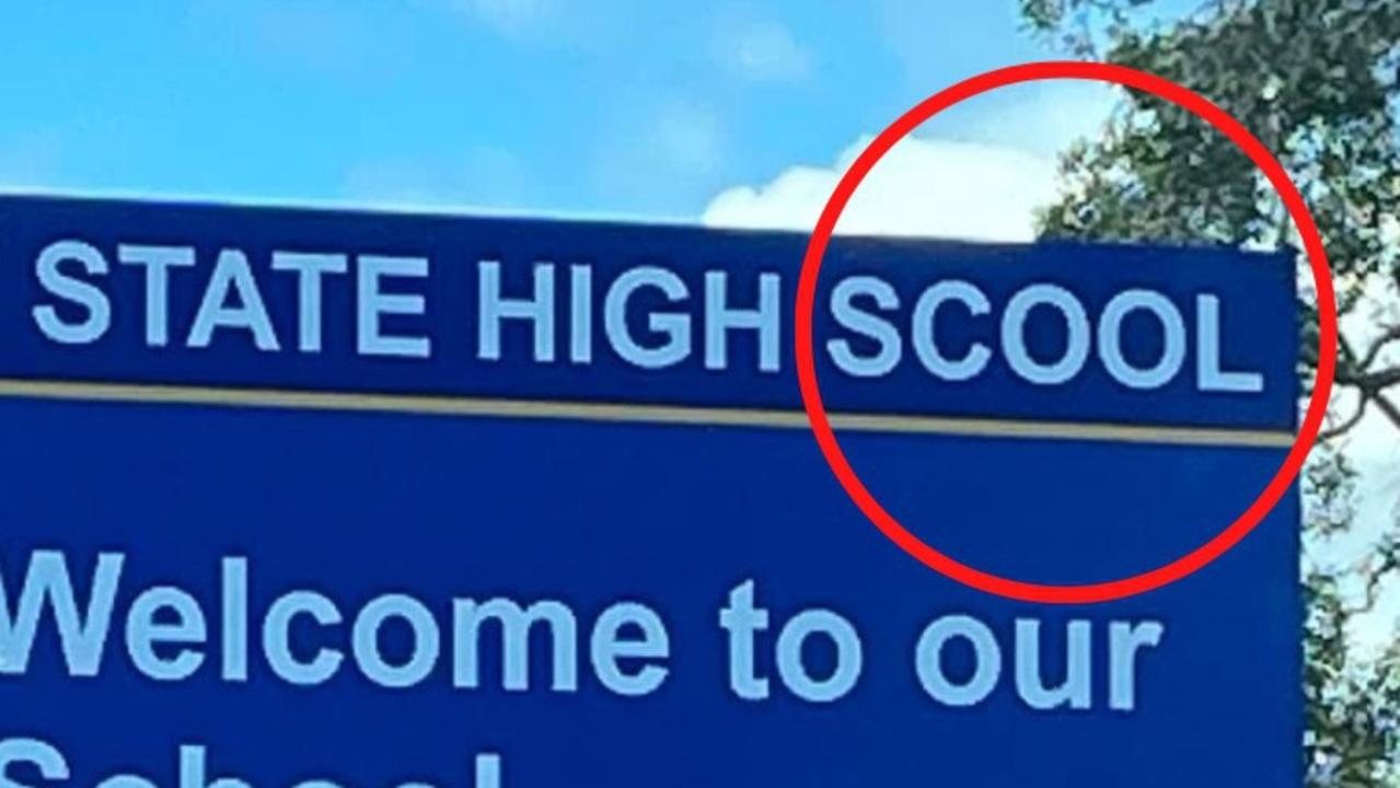 Glaring gaffe on official Qld ‘scool’ sign sparks questions