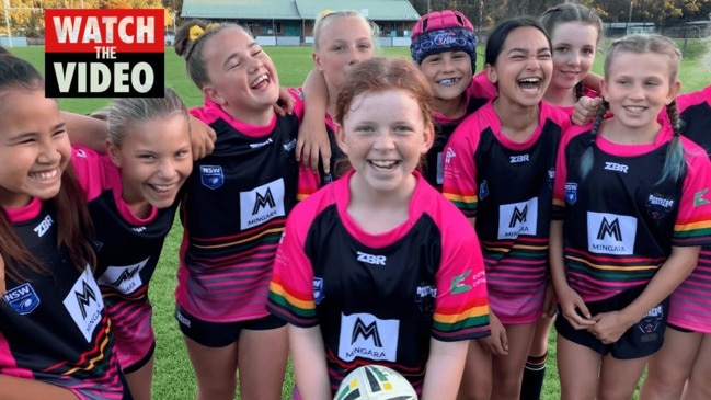 All-girls Under 11 junior rugby league team take on the boys