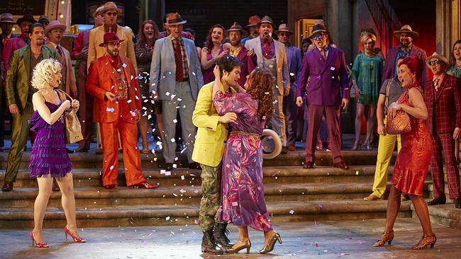 Margaret Trubiano (Mercédes), Yonghoon Lee (Don Jose), Clementine Margaine (Carmen) and Jane Ede (Frasquita) in Opera Australia's production of <i>Carmen</i>.  Photo: Keith Saunders.