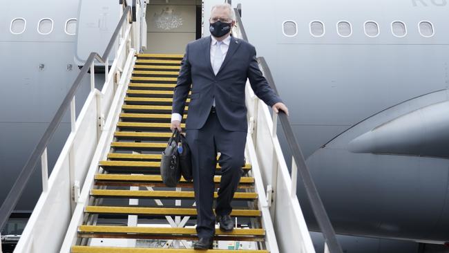 Scott Morrison arrives back in Sydney on Thursday after attending the UN Climate Change Summit GOP26 in Glasgow. Picture: Adam Taylor