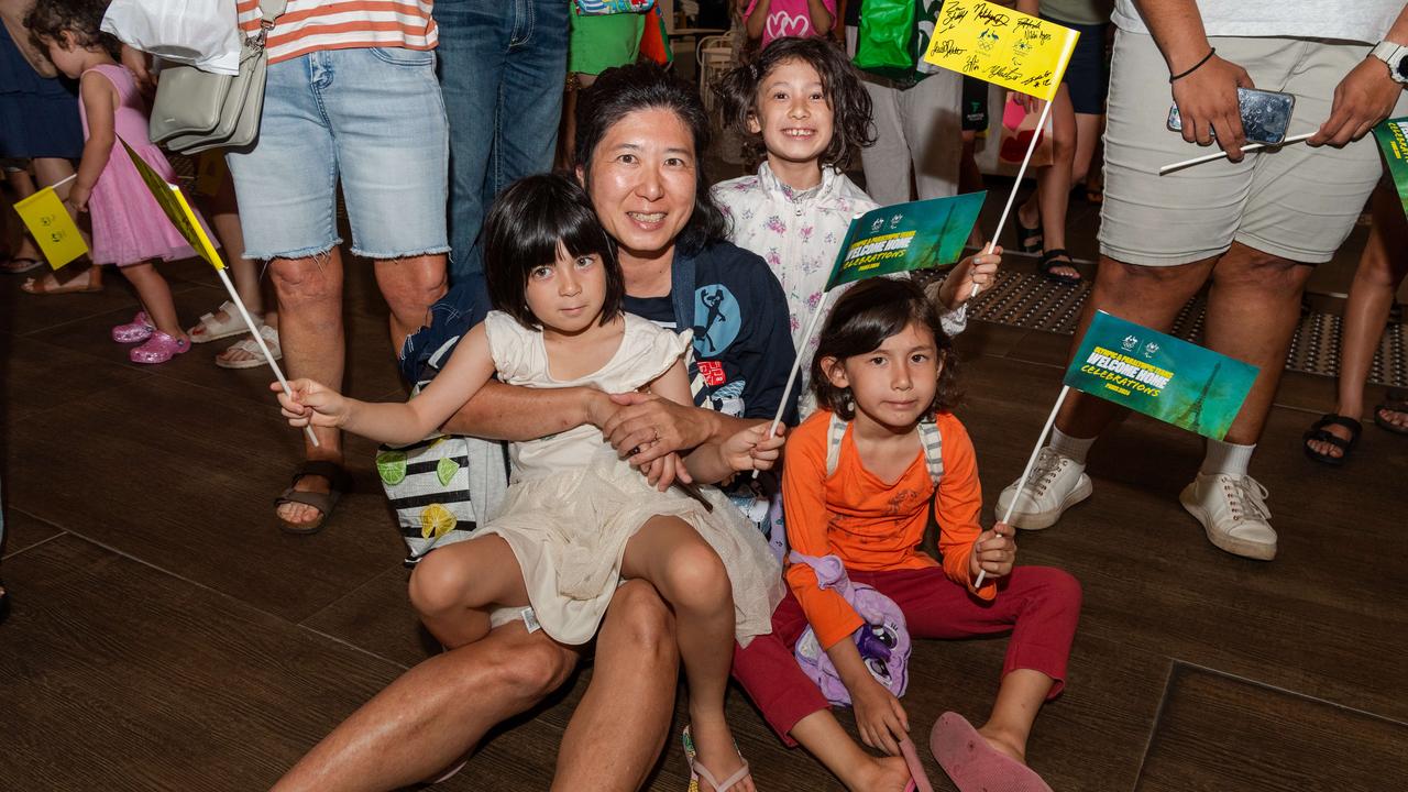 Mitch Heffernan, Clodach Heffernan, Sara Heffernan and Emi Heffernan at the Olympic and Paralympic teams Welcome Home Celebrations at Casuarina shopping centre, Darwin, Oct 2024. Picture: Pema Tamang Pakhrin