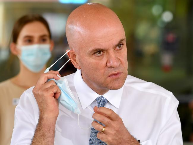 Chief Health Officer Dr John Gerrard talks at a press conference at Redcliffe Hospital.Thursday January 27, 2022. Picture, John Gass