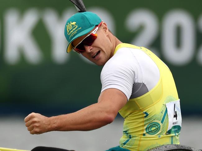 TOKYO, JAPAN - SEPTEMBER 04:  Curtis McGrath of Team Australia celebrates his Gold medal after he competes in the Canoe Sprint Men's Va'a Single 200m - VL3 Final A on day 11 of the Tokyo 2020 Paralympic Games at Sea Forest Waterway on September 04, 2021 in Tokyo, Japan.  (Photo by Dean Mouhtaropoulos/Getty Images)