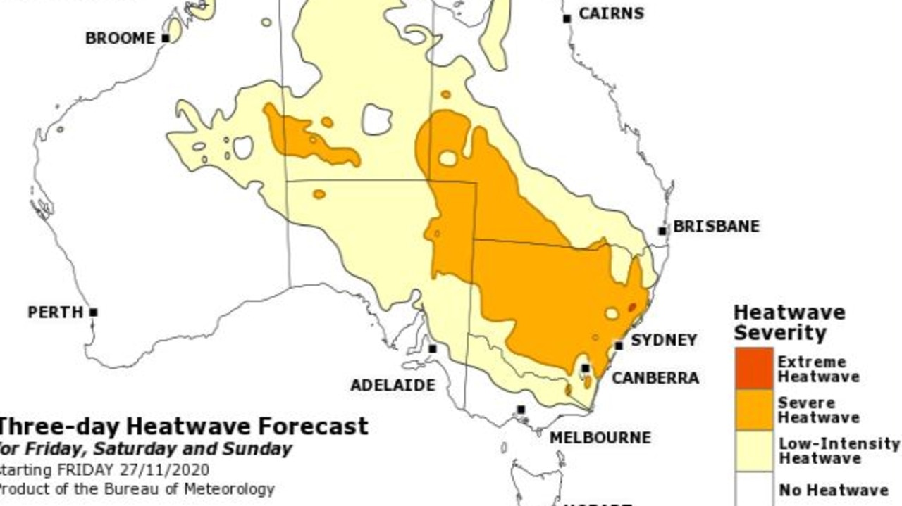 NSW will be entirely coved by a heatwave this weekend. Picture: BOM.