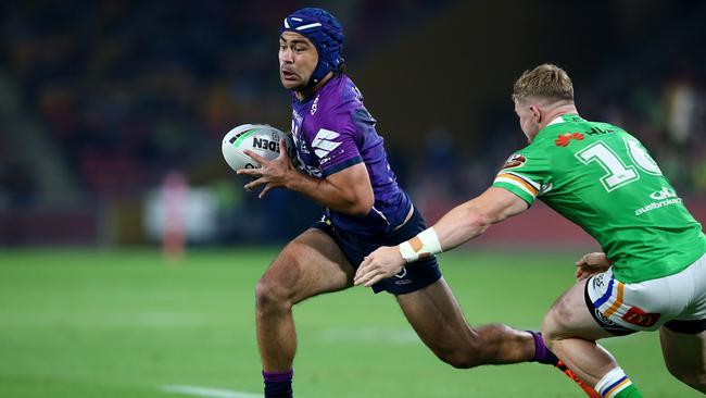 Luckily for Storm they still landed Jahrome Hughes, arguably the best player in their Preliminary Final win over Canberra. Picture: Getty Images.