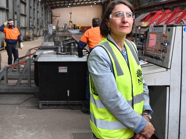 Ms Berejiklian visits Active Steel in St Marys. Picture: Dean Lewins