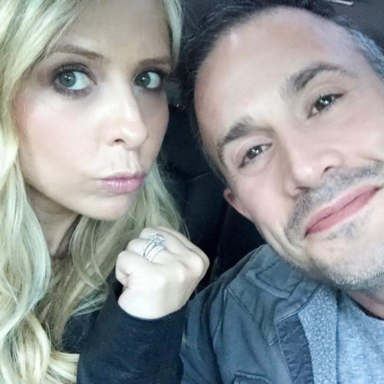 Gellar with her husband - and former co-star - Freddie Prinze Jr.