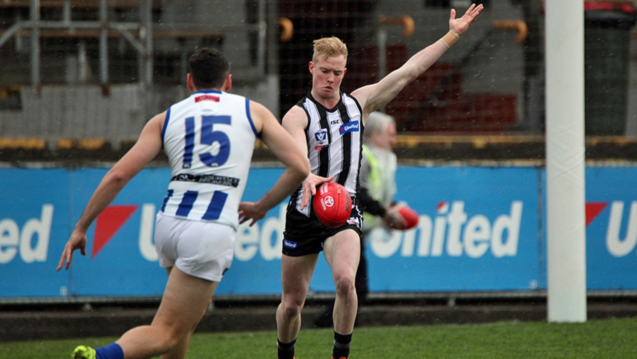 John Noble during a game for Collingwood's VFL side this year.