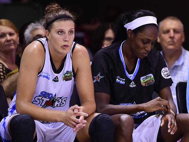 Townsville Fire taking on SEQ Stars in WNBL preliminary final at Townsville RSL Stadium for a spot in the grand final series. SEQ Stars near the end of the game. Picture: Wesley Monts