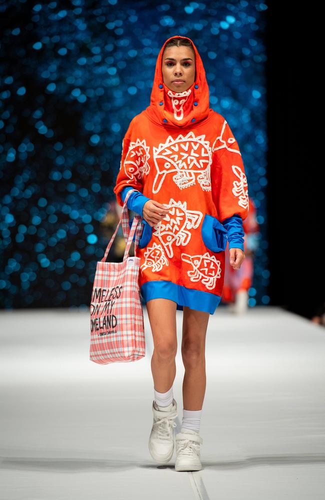 2024 Country to Couture at the Darwin Convention Centre showcases hand-designed First Nations fashion. Picture: Pema Tamang Pakhrin