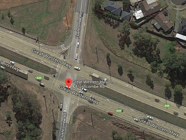 The intersection of the Great Western Highway and Flushcombe Rd, Blacktown. Picture: Google Earth