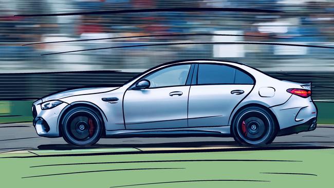 Artist's impression of the Mercedes-AMG C63 at Albert Park. Illustration: David McCowen