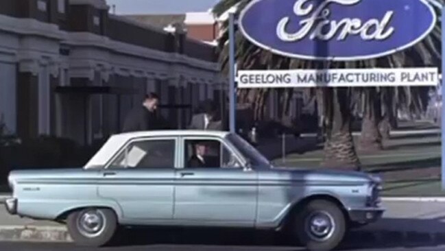 A new Falcon rolls out of the Geelong plant in the 1960s.