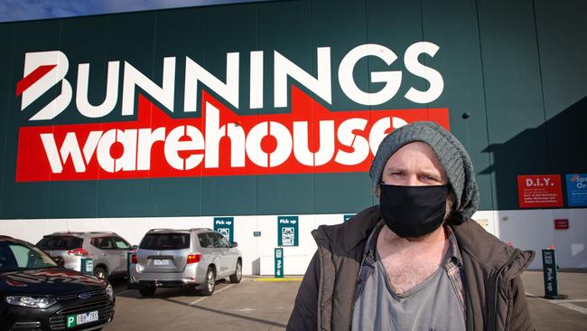 Hardware stores such as Bunnings can remain open onsite, but only for tradespeople. It’s click and collect for others. Picture: Mark Stewart