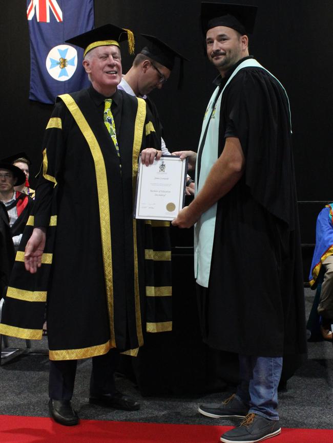 James Leonardi graduated with a Bachelor of Education (Secondary) at the CQUniversity graduation ceremony in Bundaberg on December 14, 2023.