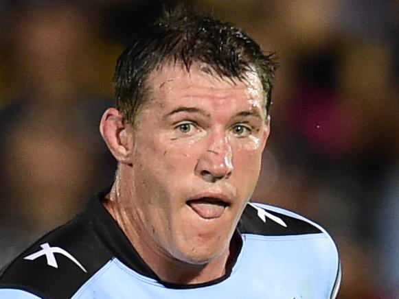 NRL Round 1 match between the NQ Cowboys and the Sharks in Townsville, QLD, at 1300 SMILES Stadium. Shark's Paul Gallen. Picture: Wesley Monts