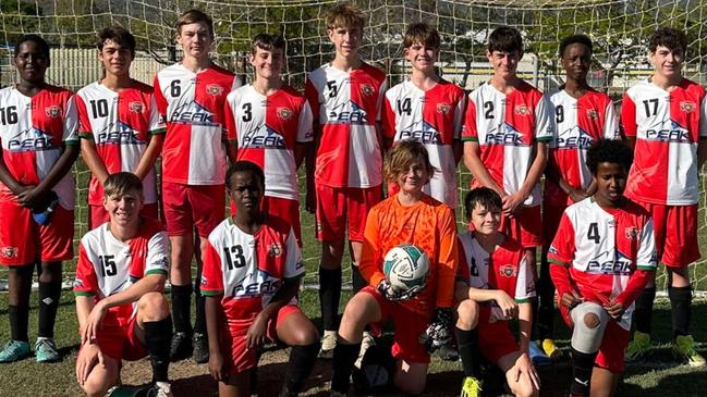 Saints Eagles Souths FC, U14/15's Demons. 2024 grand final runners-up. Picture: Saints Eagles Souths FC.