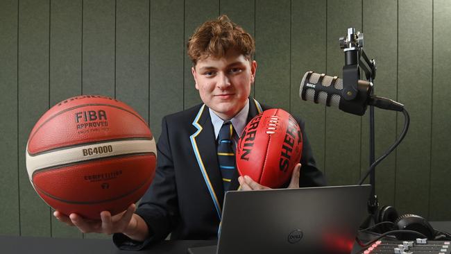 Immanuel College student Eddy Cornes, the son of Kane, has launched a new sports podcast, "The Eddy Cornes Podcast" as he looks to follow in his dad's footsteps. Picture: Keryn Stevens