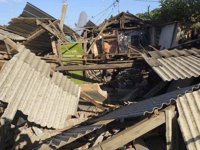 Houses damaged by the deadly earthquake in North Lombok, Indonesia. Picture: AP