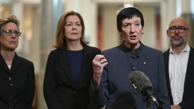 Business Council chief executive Jennifer Westacott with union leaders earlier this week. Picture: Martin Ollman/Getty Images