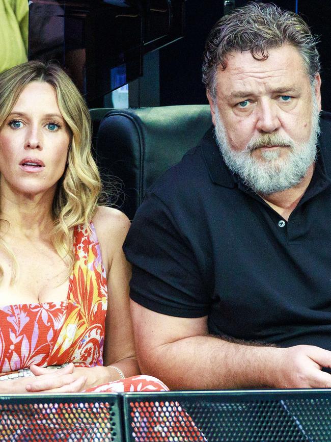 Russell Crowe with his girlfriend Britney Theriot at the Australian Open. Picture: Tennis Australia/AARON FRANCIS