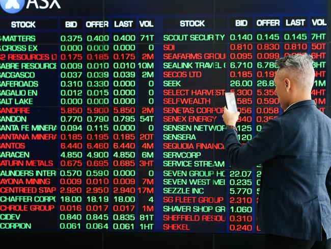 SYDNEY, AUSTRALIA - NewsWire Photos DECEMBER 09 2020: A man is seen reviewing the market at the ASX today in Sydney Australia. Picture: NCA NewsWire / Gaye Gerard