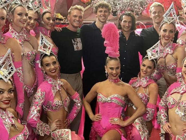 Former Australian Swimmer Cody Simpson visits the Aussie Showgirl Jasmine Bard at the Moulin Rouge in Paris.