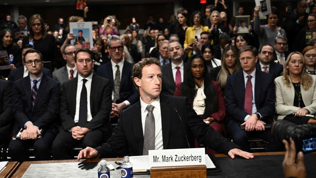 Mark Zuckerberg, CEO of Facebook and Instagram owner Meta, looks on during the US Senate Judiciary Committee hearing ‘Big Tech and the Online Child Sexual Exploitation Crisis’ in Washington, DC. Picture: Brendan Smialowski/AFP