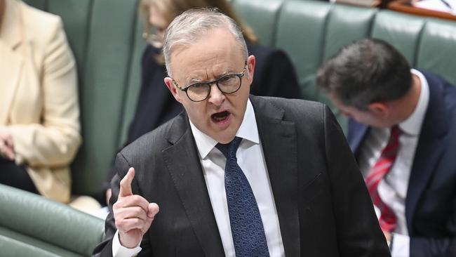 Anthony Albanese aims to implement a nationwide ban on social media accounts for children to protect them from potential harm caused by platforms like Snapchat, Instagram, and Facebook. Picture: NewsWire / Martin Ollman