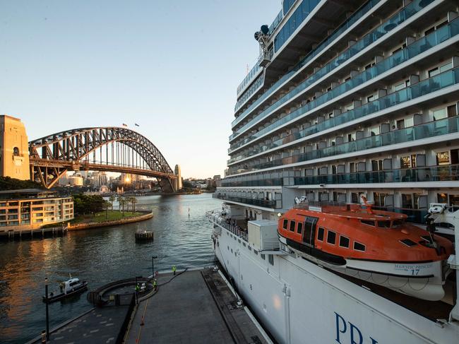 The Majestic Princess docked at the overseas passenger terminal in Sydney. Picture: Julian Andrews