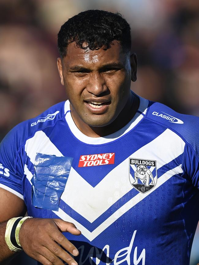 Tevita Pangai Junior playing for the Bulldogs. Picture: Ian Hitchcock/Getty