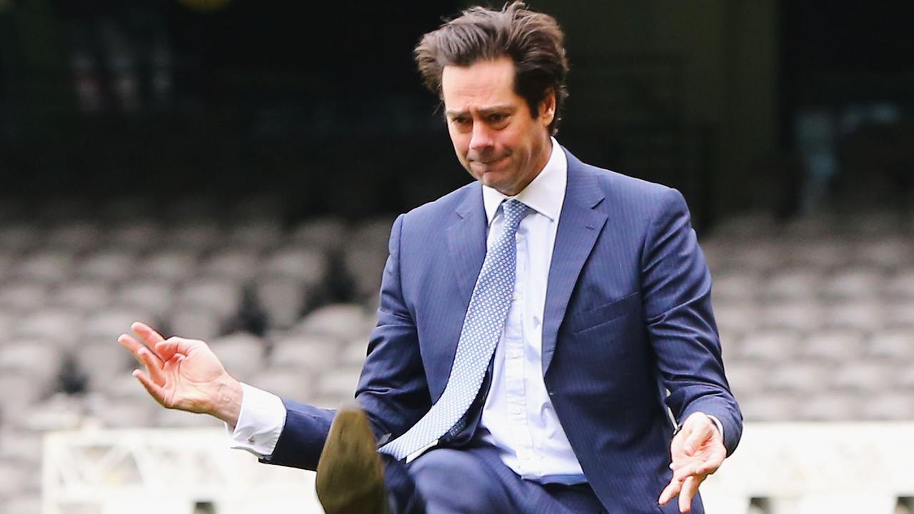 AFL chief executive Gillon McLachlan has been challenged to play in the EJ Whitten Legends Game. (Photo by Michael Dodge/Getty Images)