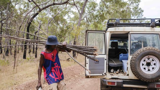 A young man participates in an on-country diversion program, MensArt, on Groote Eylandt. Picture: Supplied