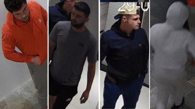 The four men police are looking for. Contact police if you know their whereabouts. Picture: NSW Police