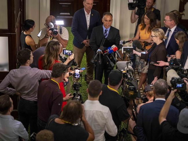 John Pesutto speaking to the media after the vote on Friday. Picture: Wayne Taylor